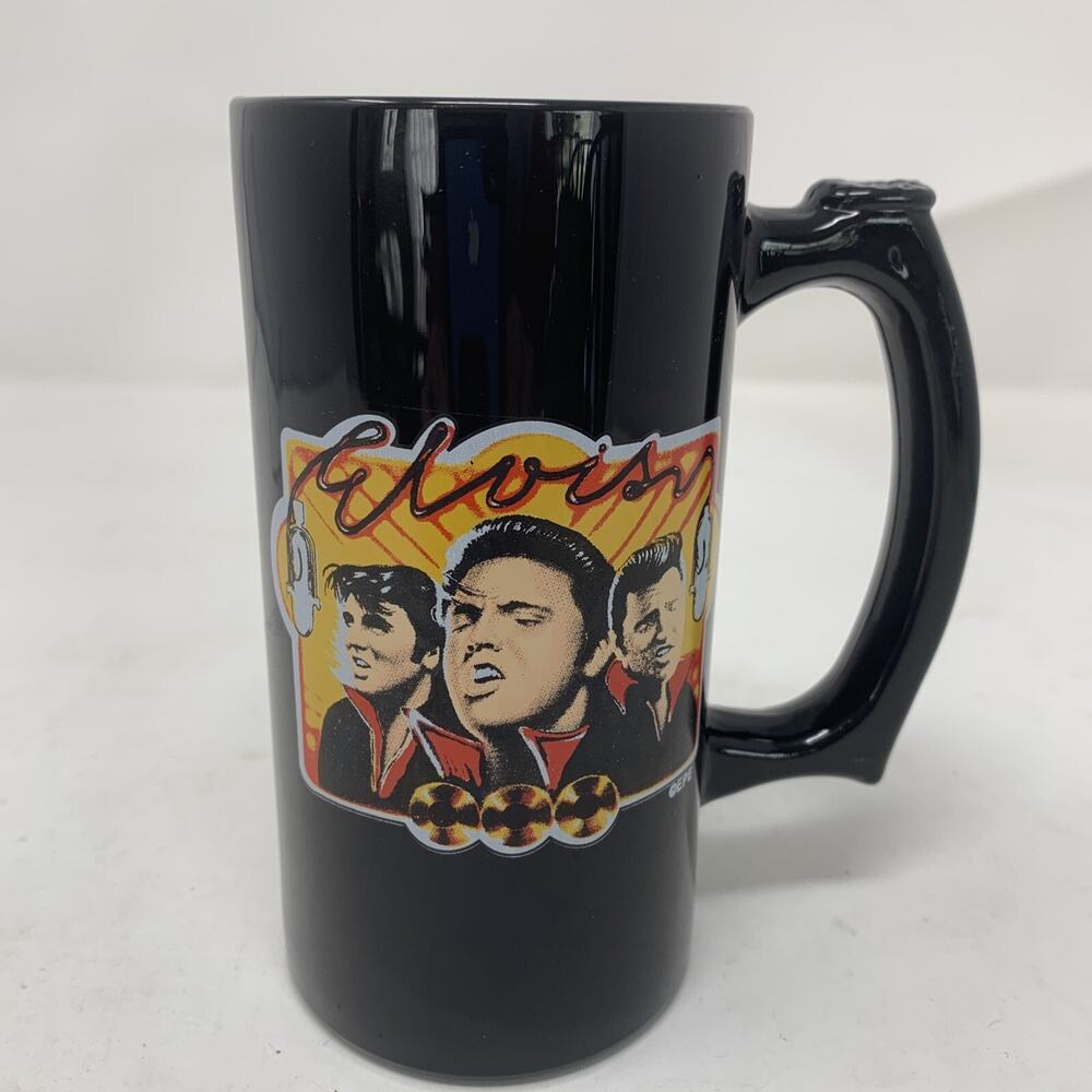 Vintage Elvis “That’s All Right Mama” Black Ceramic Mug 5 1/2" tall